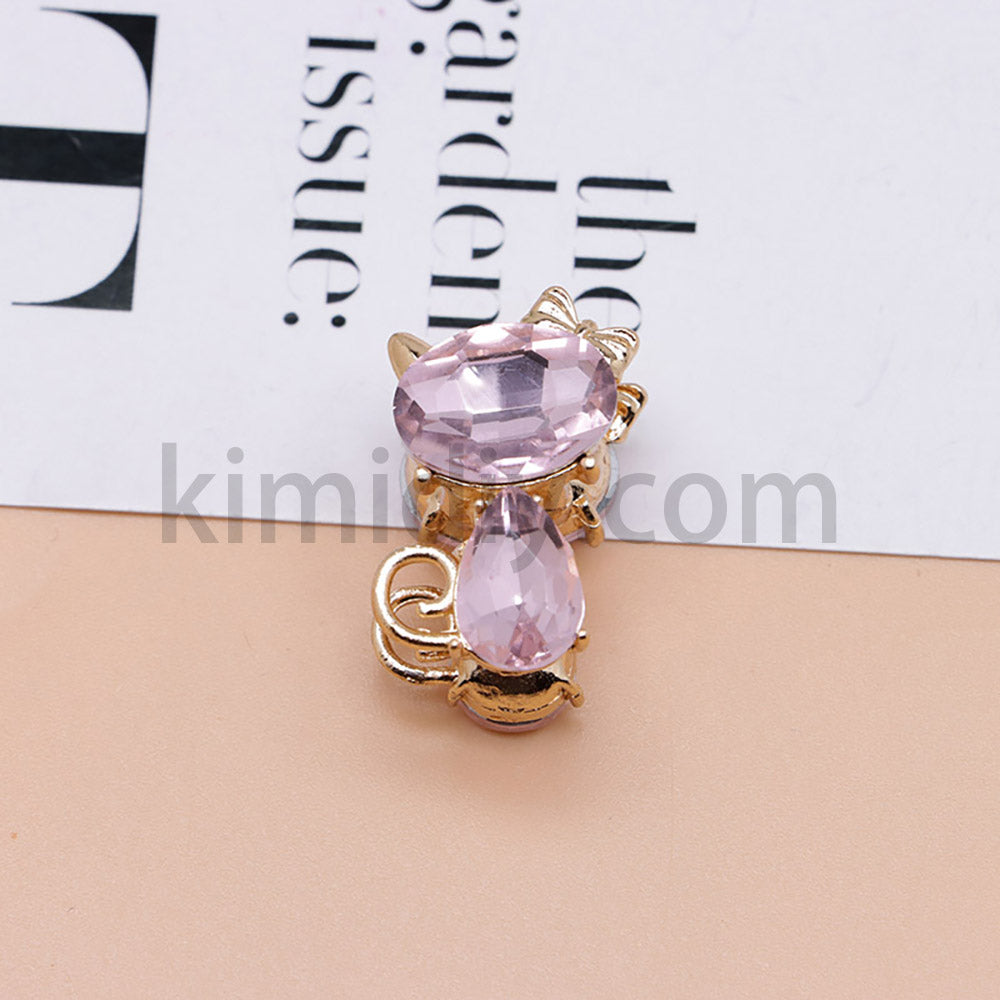 FS4847-Crystal Diamond Cat Alloy Beads Fit For Beadable Pens