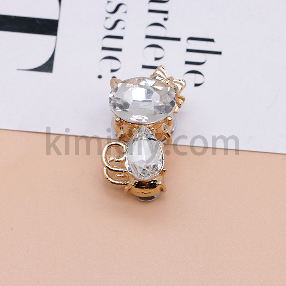 FS4847-Crystal Diamond Cat Alloy Beads Fit For Beadable Pens