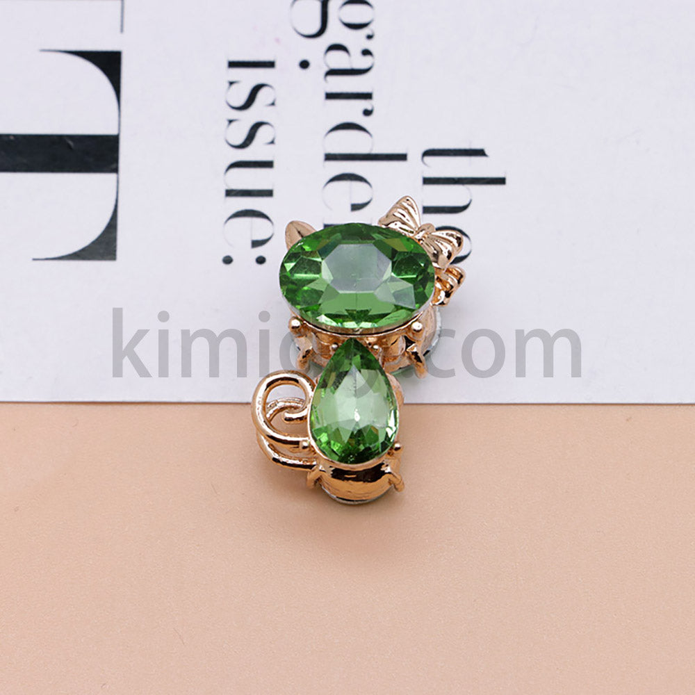 FS4847-Crystal Diamond Cat Alloy Beads Fit For Beadable Pens