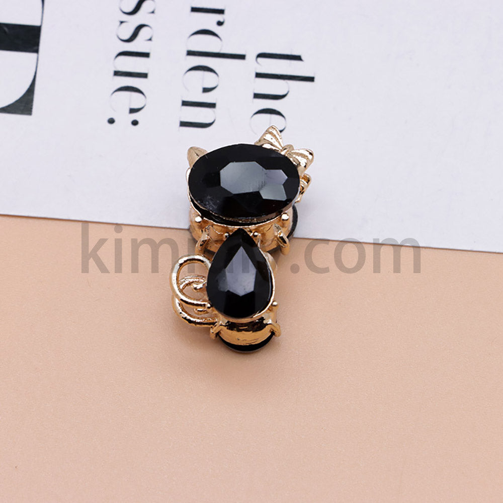 FS4847-Crystal Diamond Cat Alloy Beads Fit For Beadable Pens