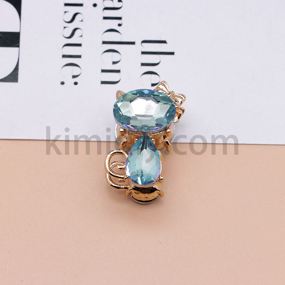 FS4847-Crystal Diamond Cat Alloy Beads Fit For Beadable Pens