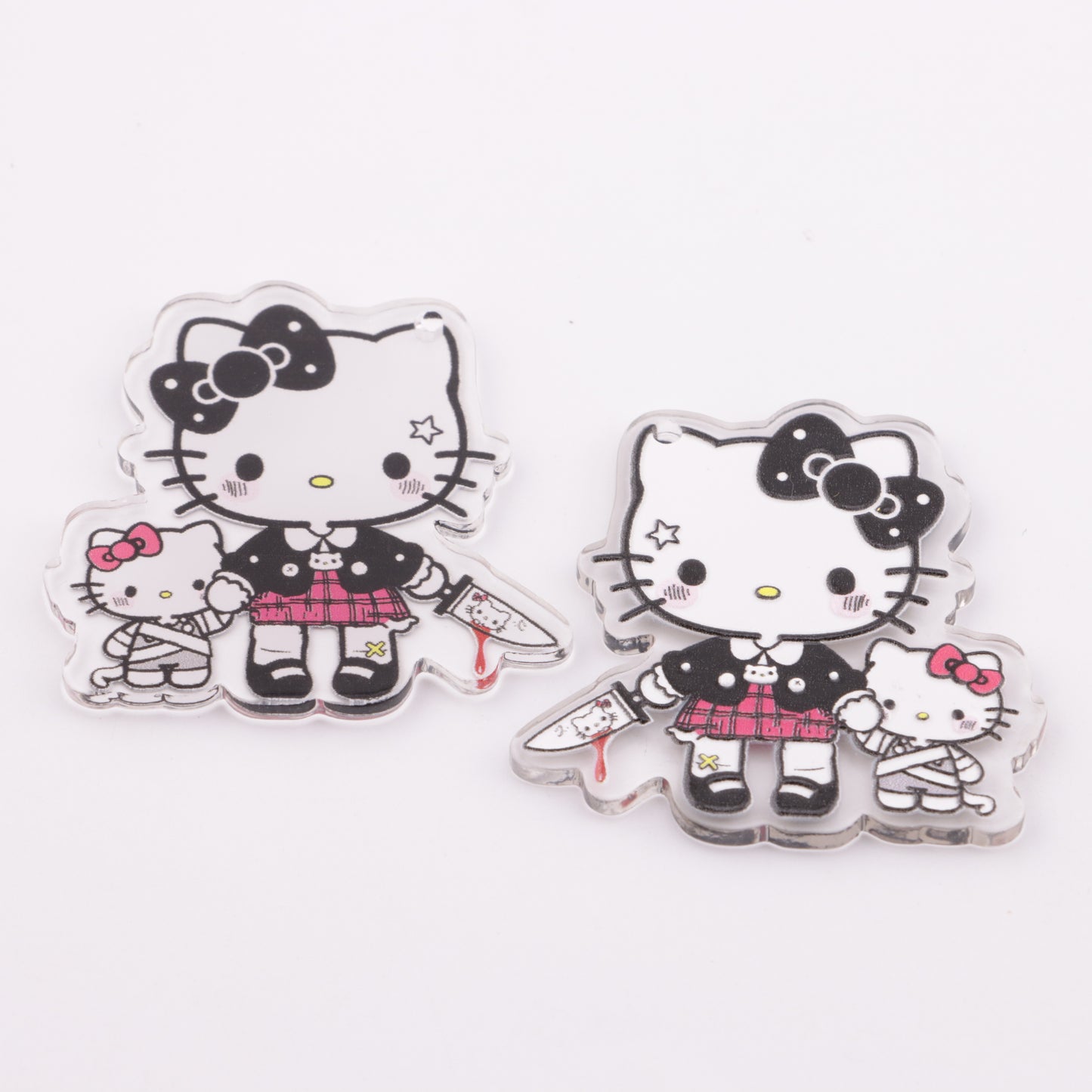 FS5871- 49*47Mm Big And Small HK With 1 Hole Single-Hole Big And Small Kitty Acrylic Sheets
