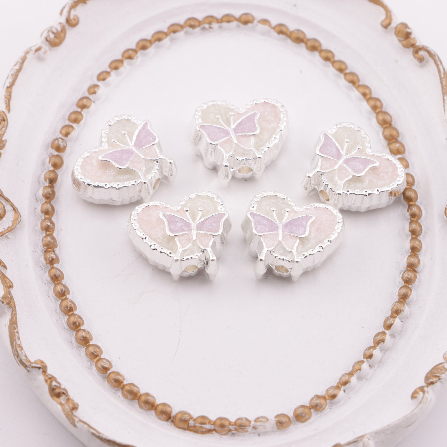 FS5877- Luminous Heart-shaped Alloy Beads