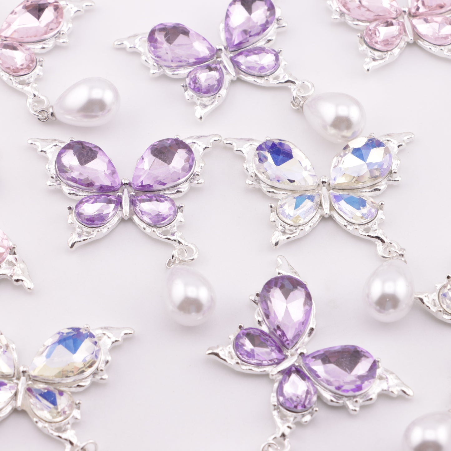 FS5690- Butterfly Charms Butterfly Patches With Waterdrop Pearl Pendants