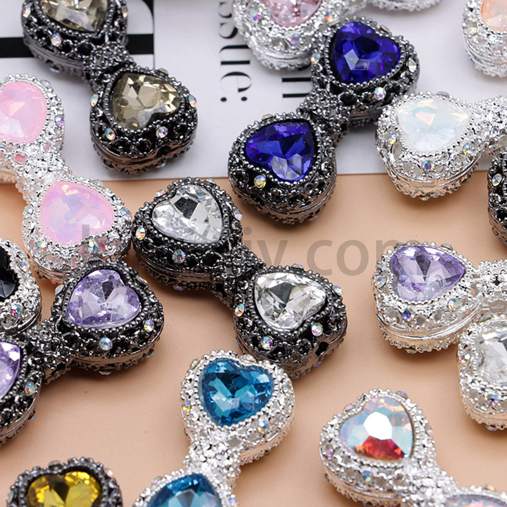 FS4842-Double Heart Bows Beads Fit For Beadable Pens