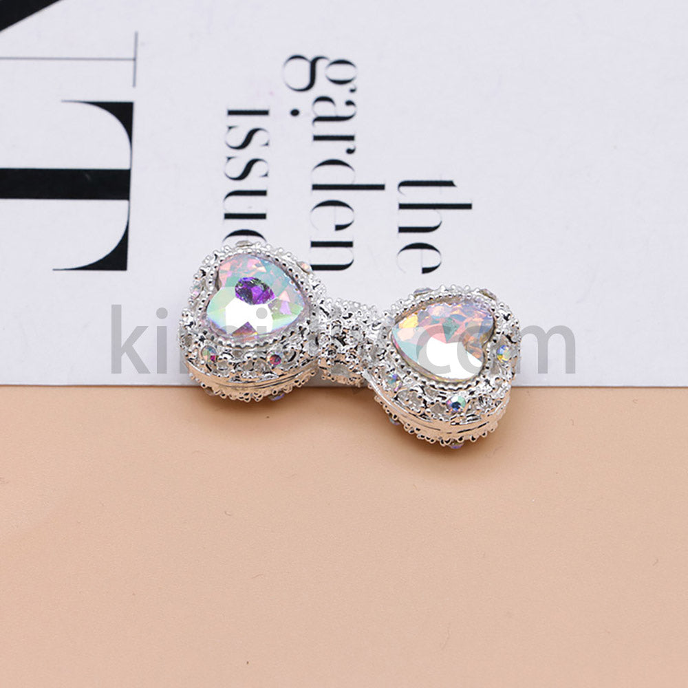 FS4842-Double Heart Bows Beads Fit For Beadable Pens