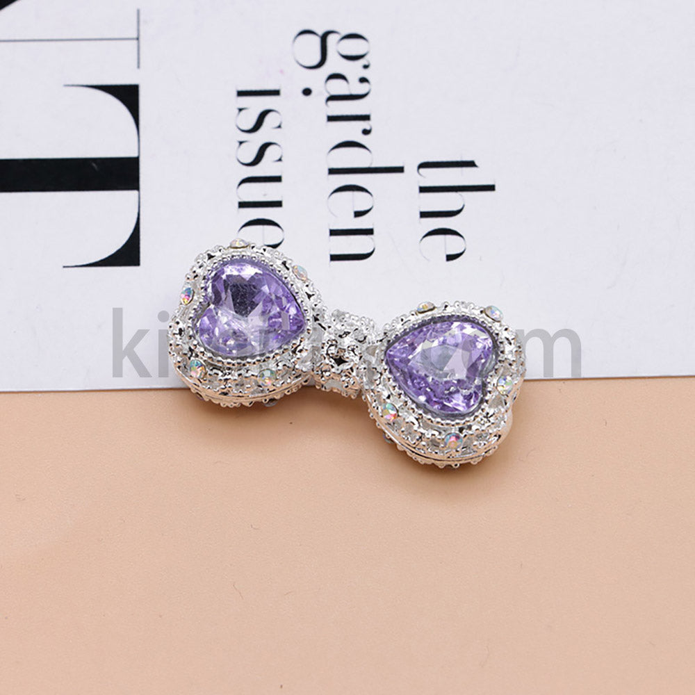 FS4842-Double Heart Bows Beads Fit For Beadable Pens
