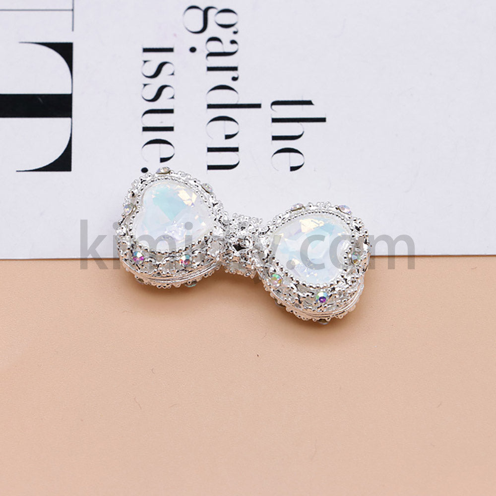 FS4842-Double Heart Bows Beads Fit For Beadable Pens