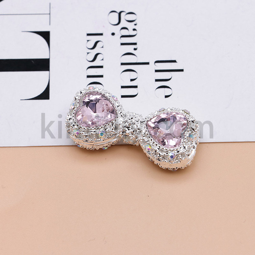 FS4842-Double Heart Bows Beads Fit For Beadable Pens