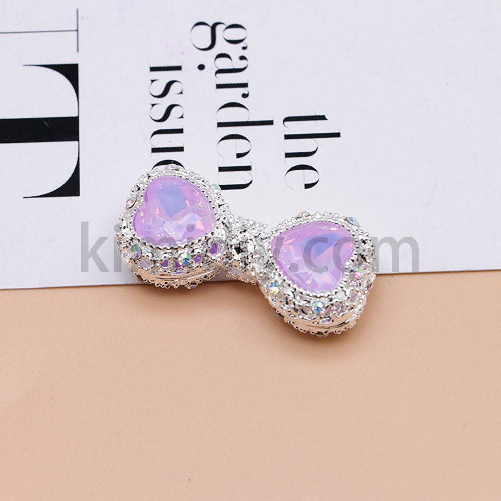 FS4842-Double Heart Bows Beads Fit For Beadable Pens