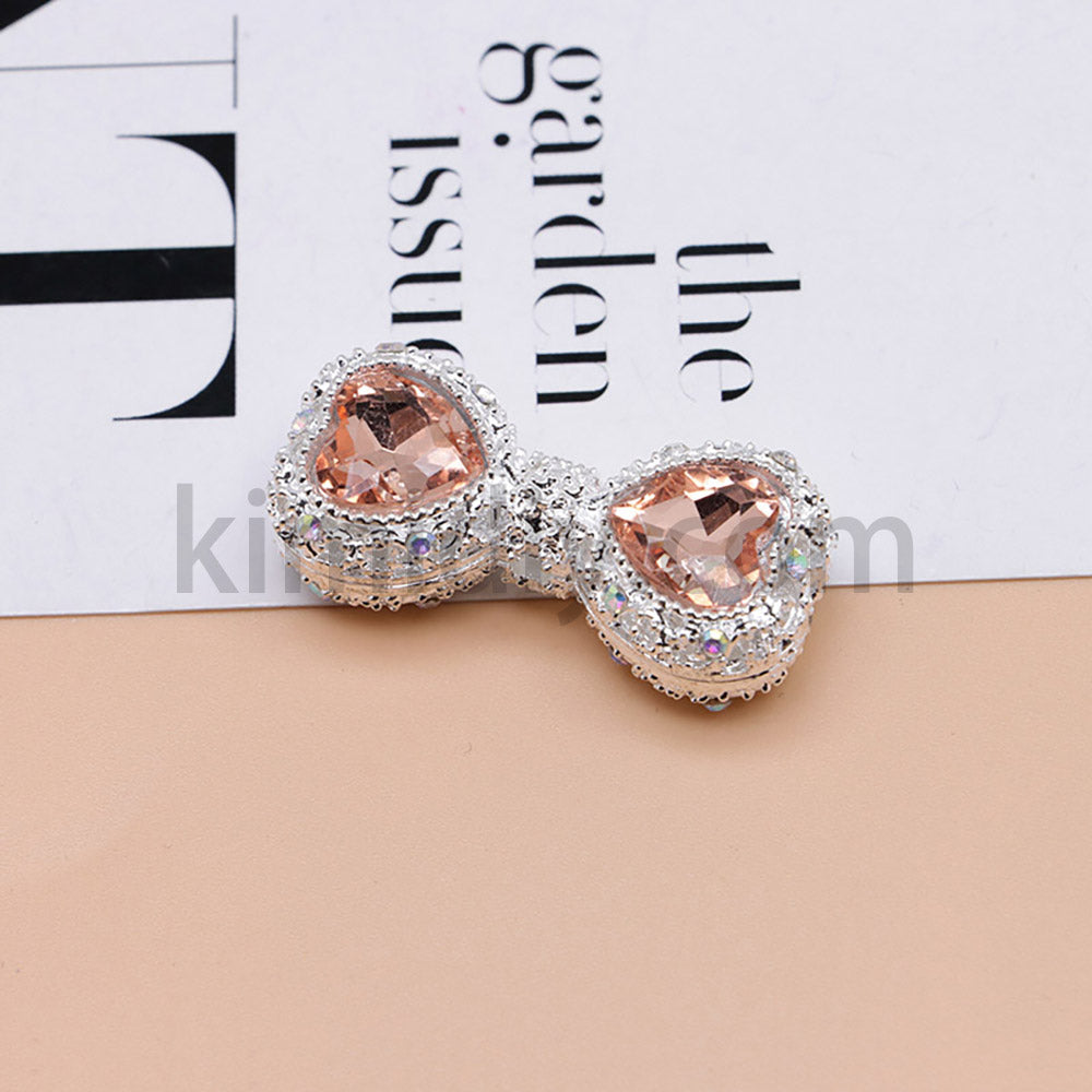 FS4842-Double Heart Bows Beads Fit For Beadable Pens