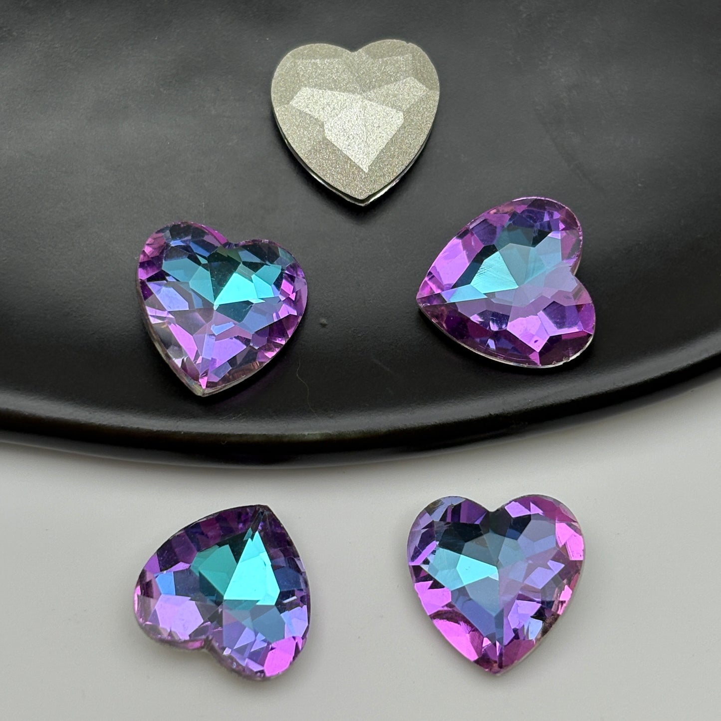 FS5401- 12mm Heart Crystal Diamonds Loving Heart With Pointed Bottom Diamonds