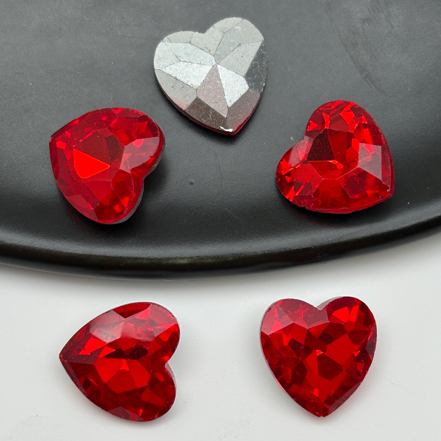 FS5401- 12mm Heart Crystal Diamonds Loving Heart With Pointed Bottom Diamonds