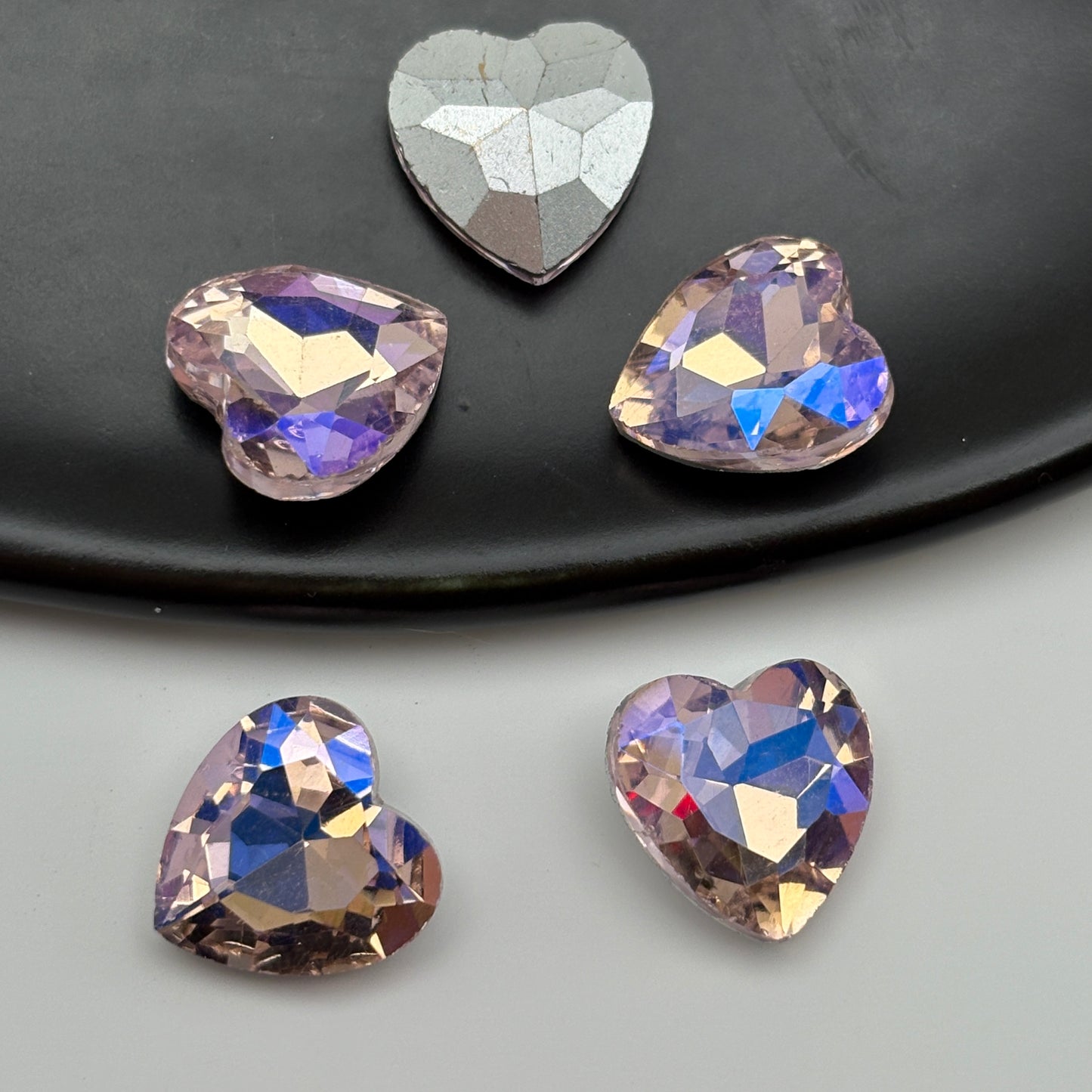 FS5401- 12mm Heart Crystal Diamonds Loving Heart With Pointed Bottom Diamonds