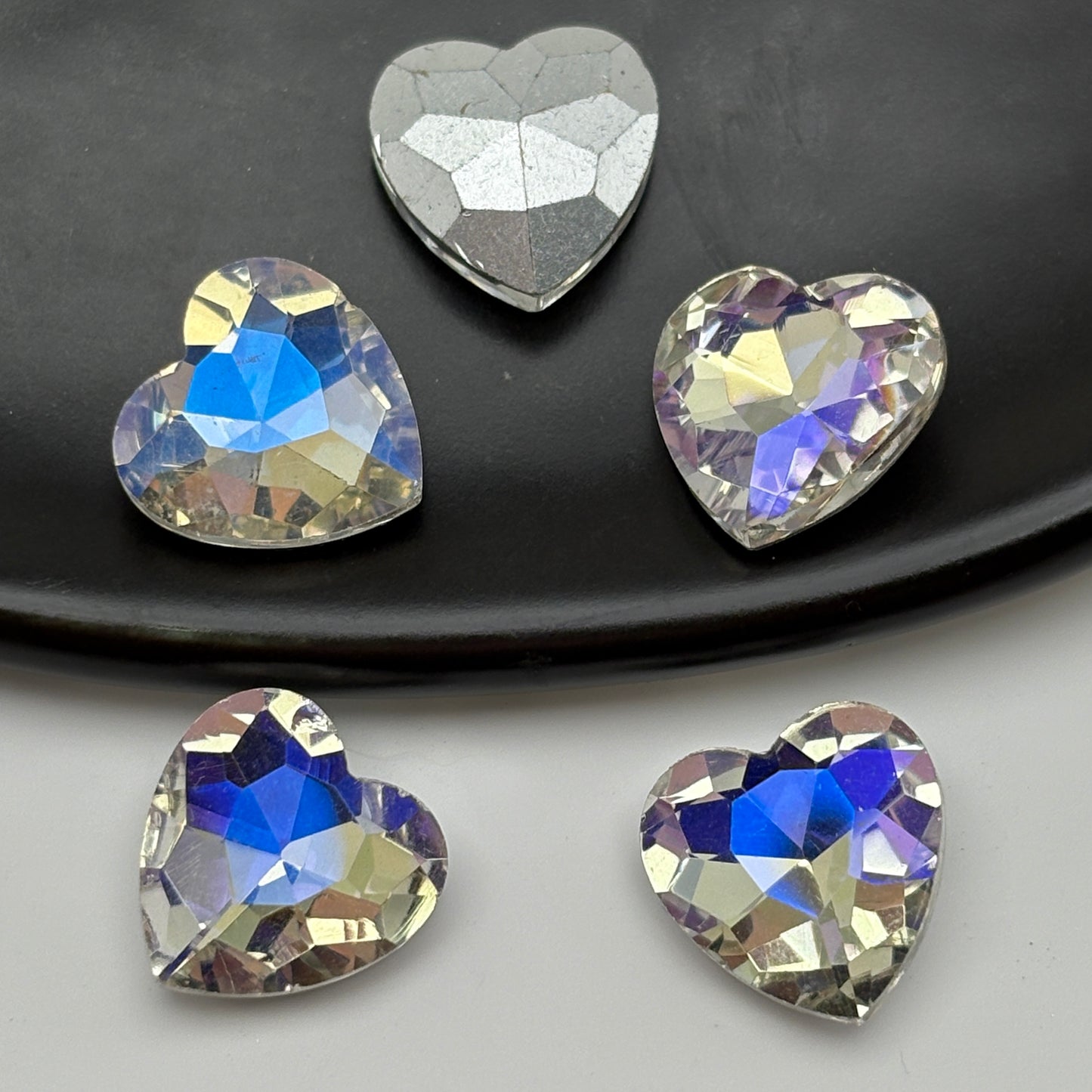 FS5401- 12mm Heart Crystal Diamonds Loving Heart With Pointed Bottom Diamonds