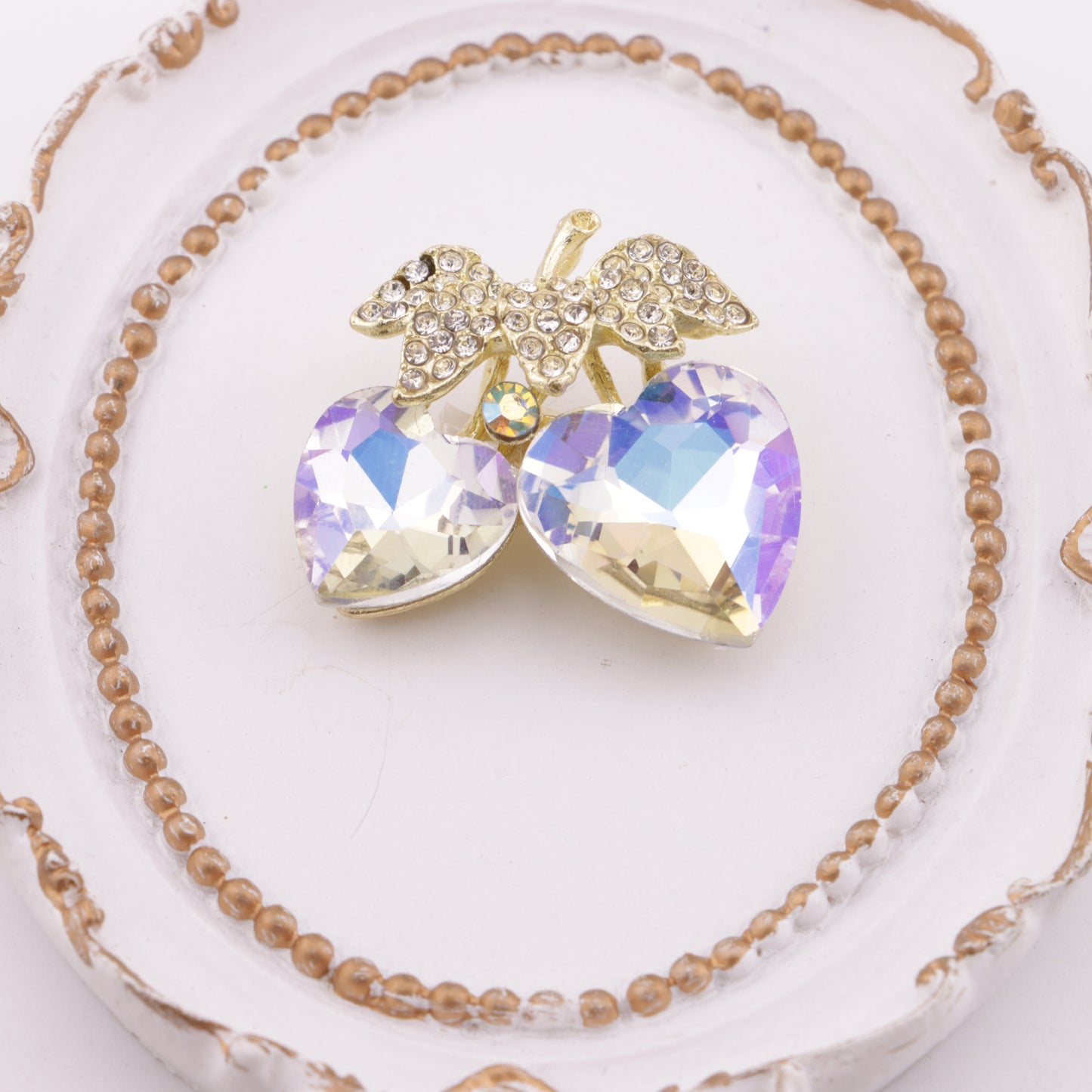 FS5967- 27*31mm Love Double Peach Charms Heart-Shaped Double Peach Patches