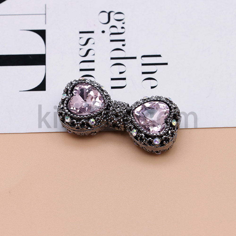 FS4842-Double Heart Bows Beads Fit For Beadable Pens