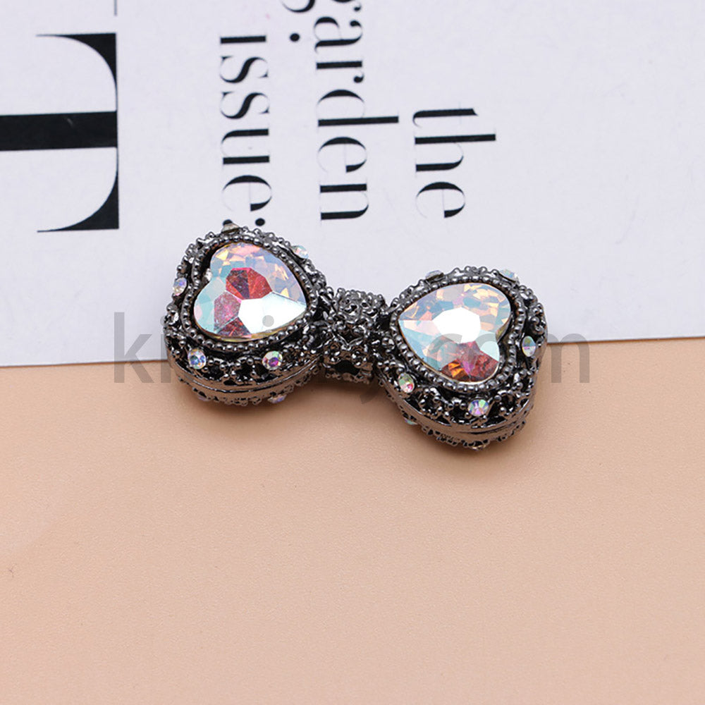 FS4842-Double Heart Bows Beads Fit For Beadable Pens