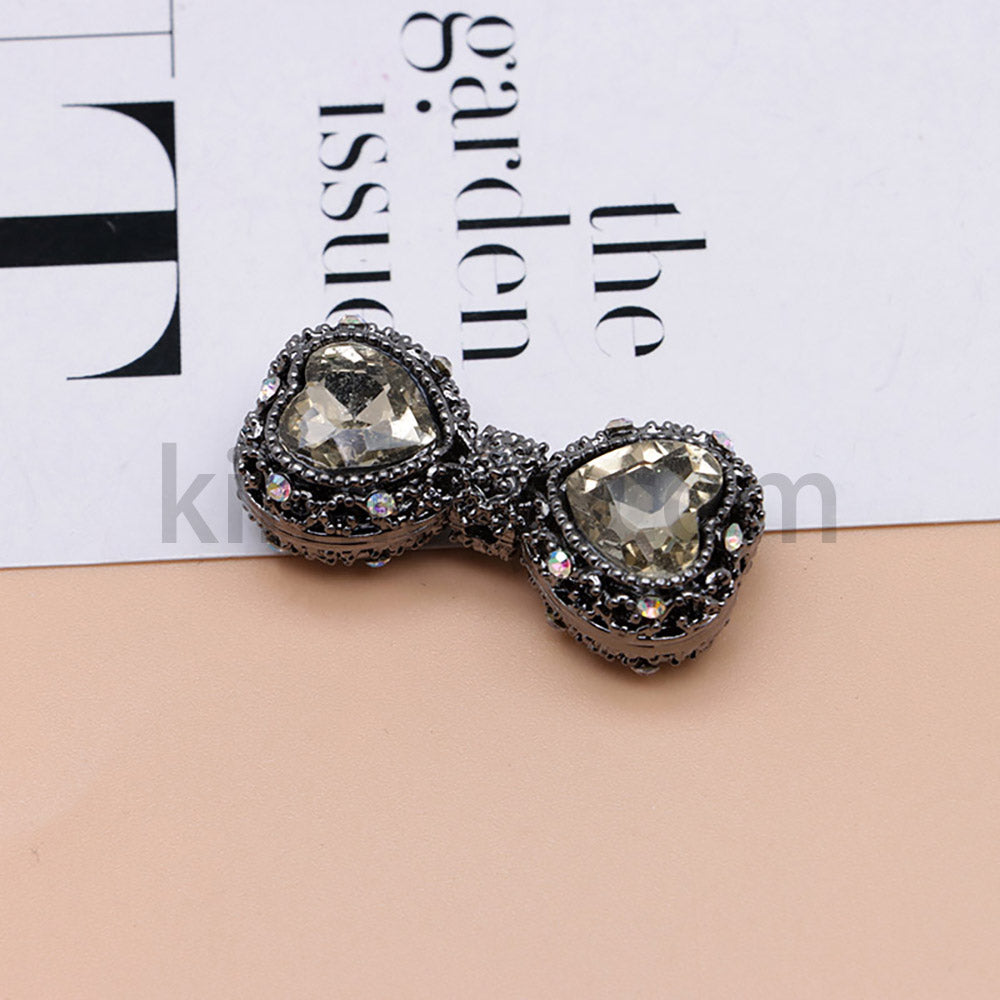 FS4842-Double Heart Bows Beads Fit For Beadable Pens