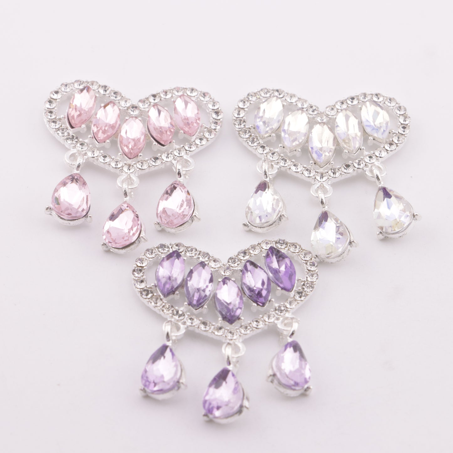 FS6002- 34*40mm Horse - eye Diamond Love - shaped Pendant With Three Drop - shaped Charms