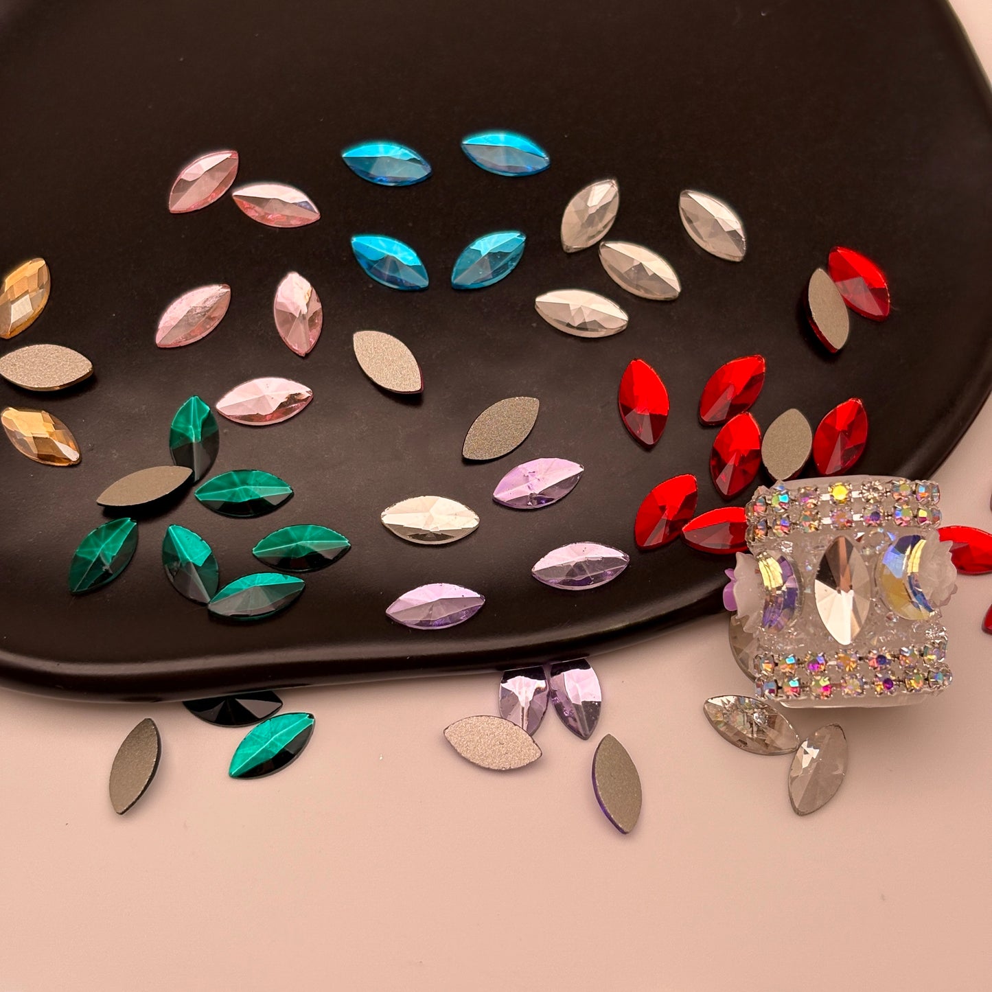 FS4576- 5*10mm Horse Eyes Flat Bottom Crystal Diamonds Colored Horse - Eye Flat - Bottom Crystal Diamonds