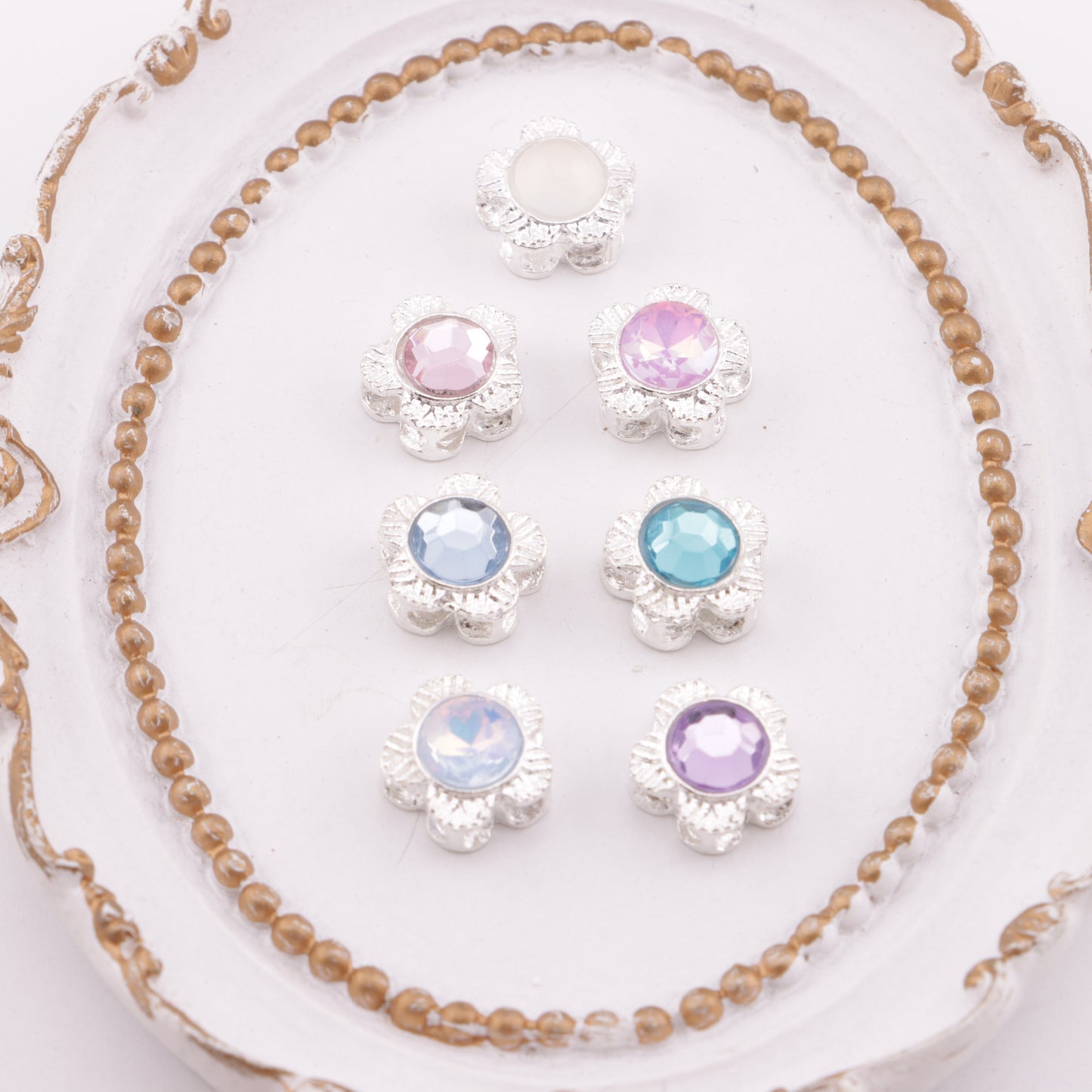 FS5514- 10mm Five - Petal Metal Beads Five - Petal Plum Blossom Metal Four - Way Beads