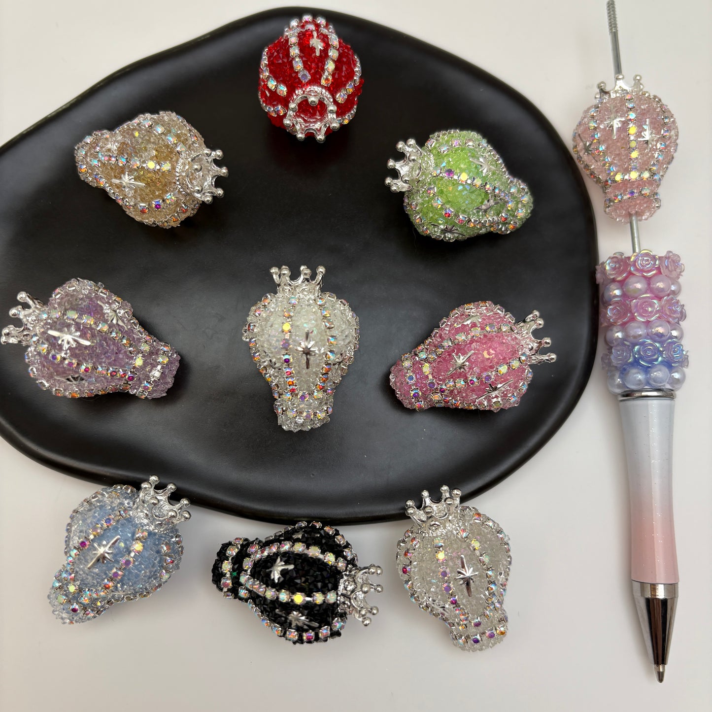 FS5434- 31mm Diamond-encrusted And Chain Crown Small Hot Air Balloon Beads