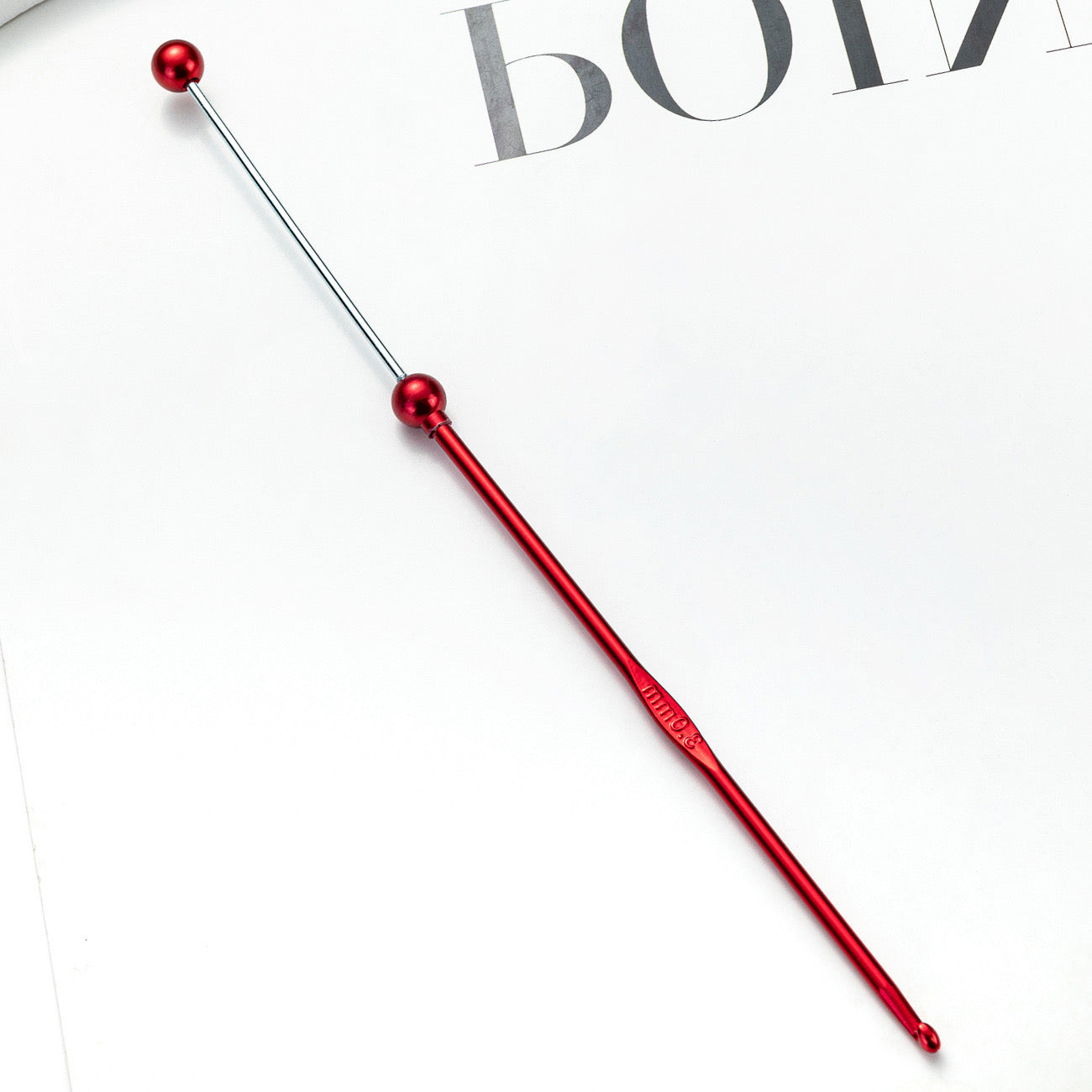 FS0276-3MM DIY Beadable Metal Crochet Hook Bearded Knitting Tool Needle in Solid Colors
