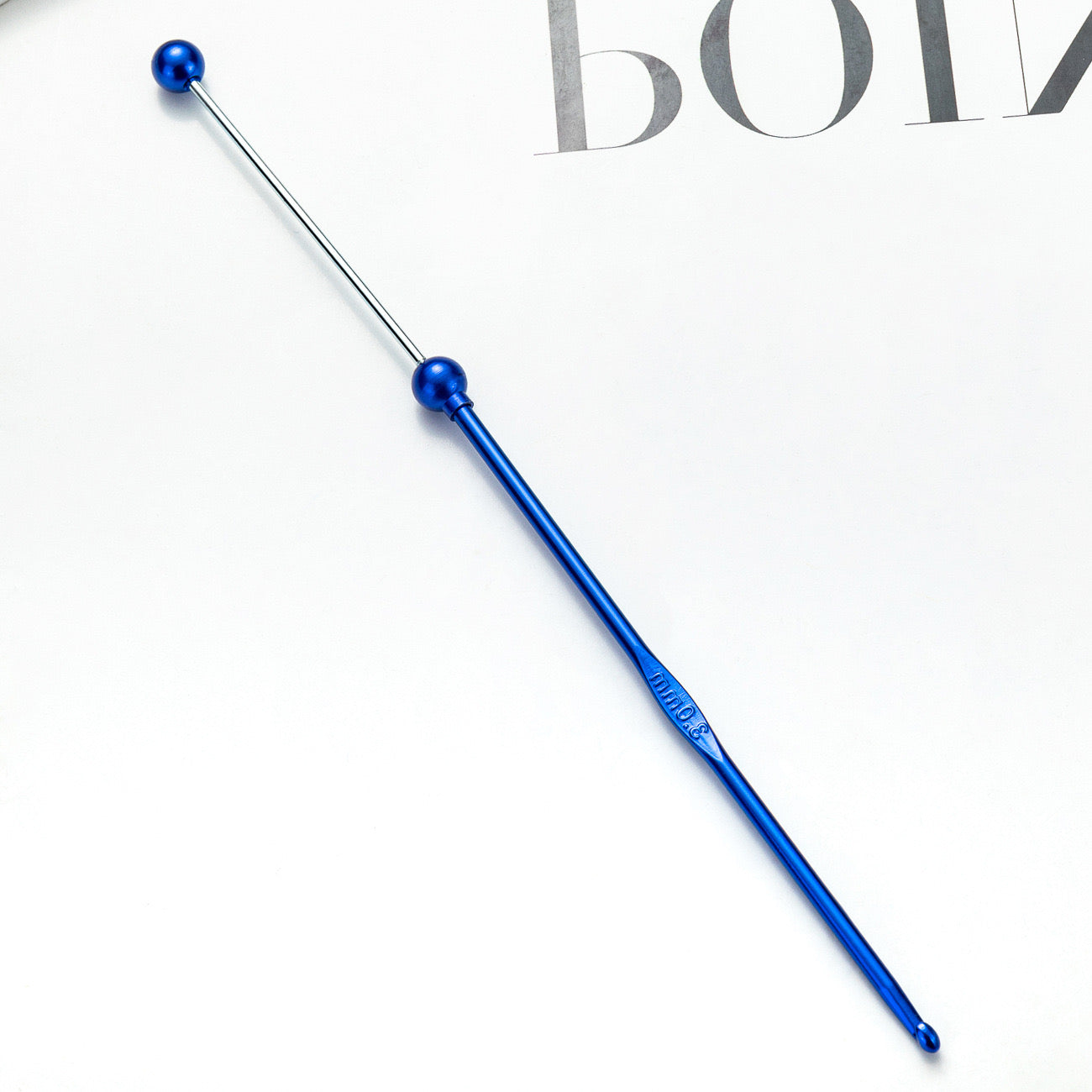 FS0276-3MM DIY Beadable Metal Crochet Hook Bearded Knitting Tool Needle in Solid Colors