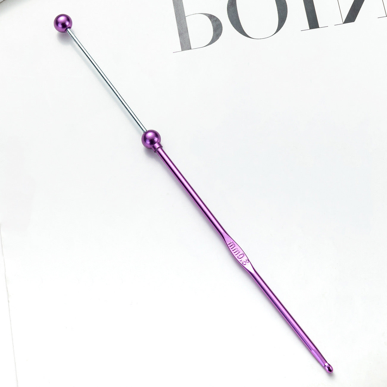 FS0276-3MM DIY Beadable Metal Crochet Hook Bearded Knitting Tool Needle in Solid Colors