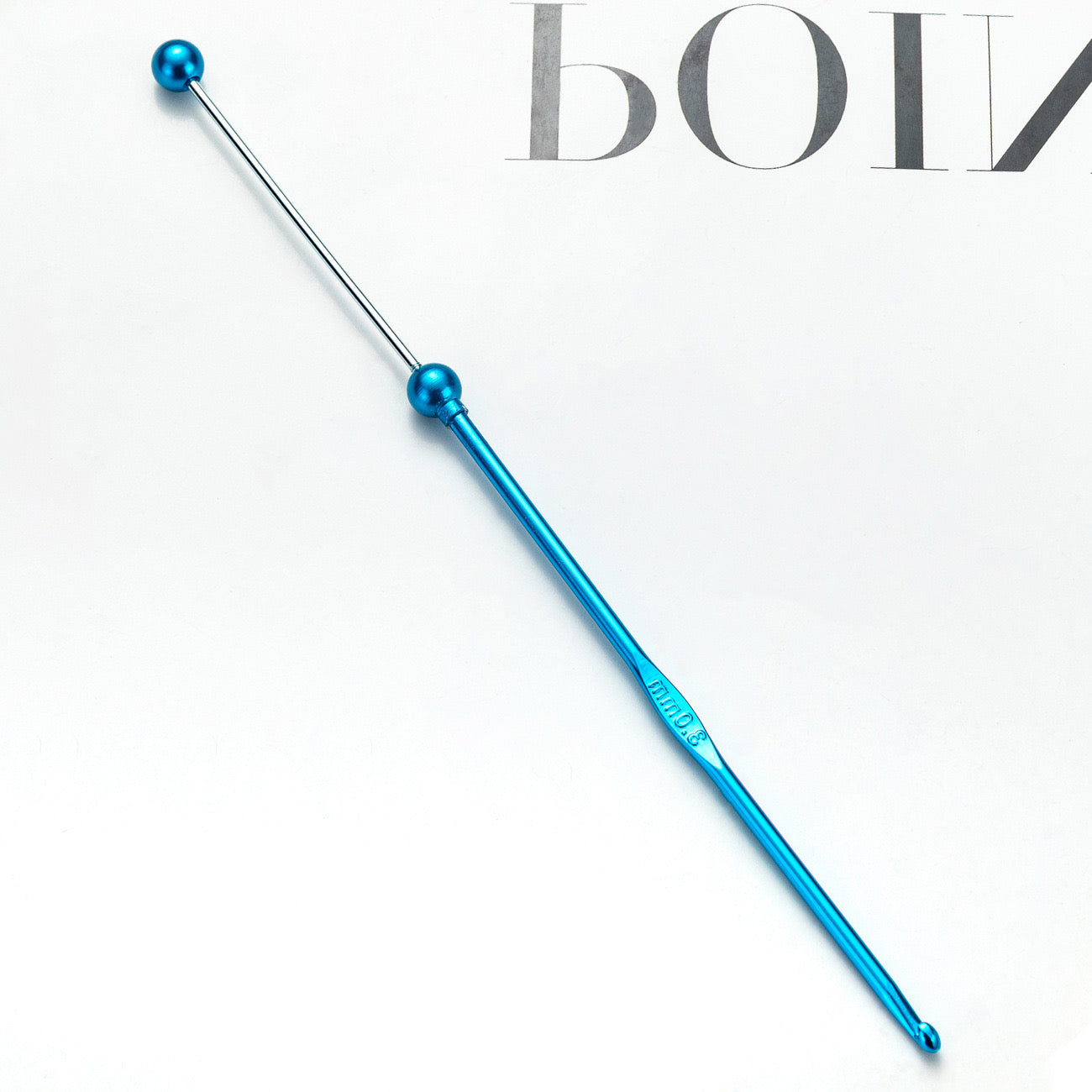 FS0276-3MM DIY Beadable Metal Crochet Hook Bearded Knitting Tool Needle in Solid Colors