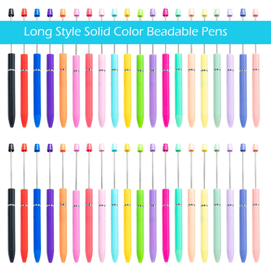 FS0192- 10Pieces New Style Plastic Beadable Pens - Beaded Pens in Solid Colors