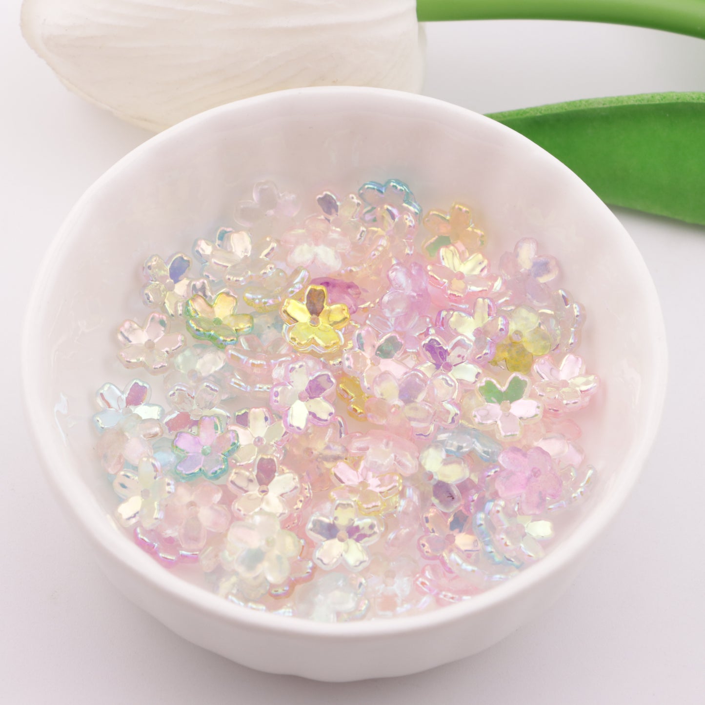 FS6041- Approximately 8Mm Transparent Glow-In-The-Dark UV Electroplated Cherry Blossom Acrylic