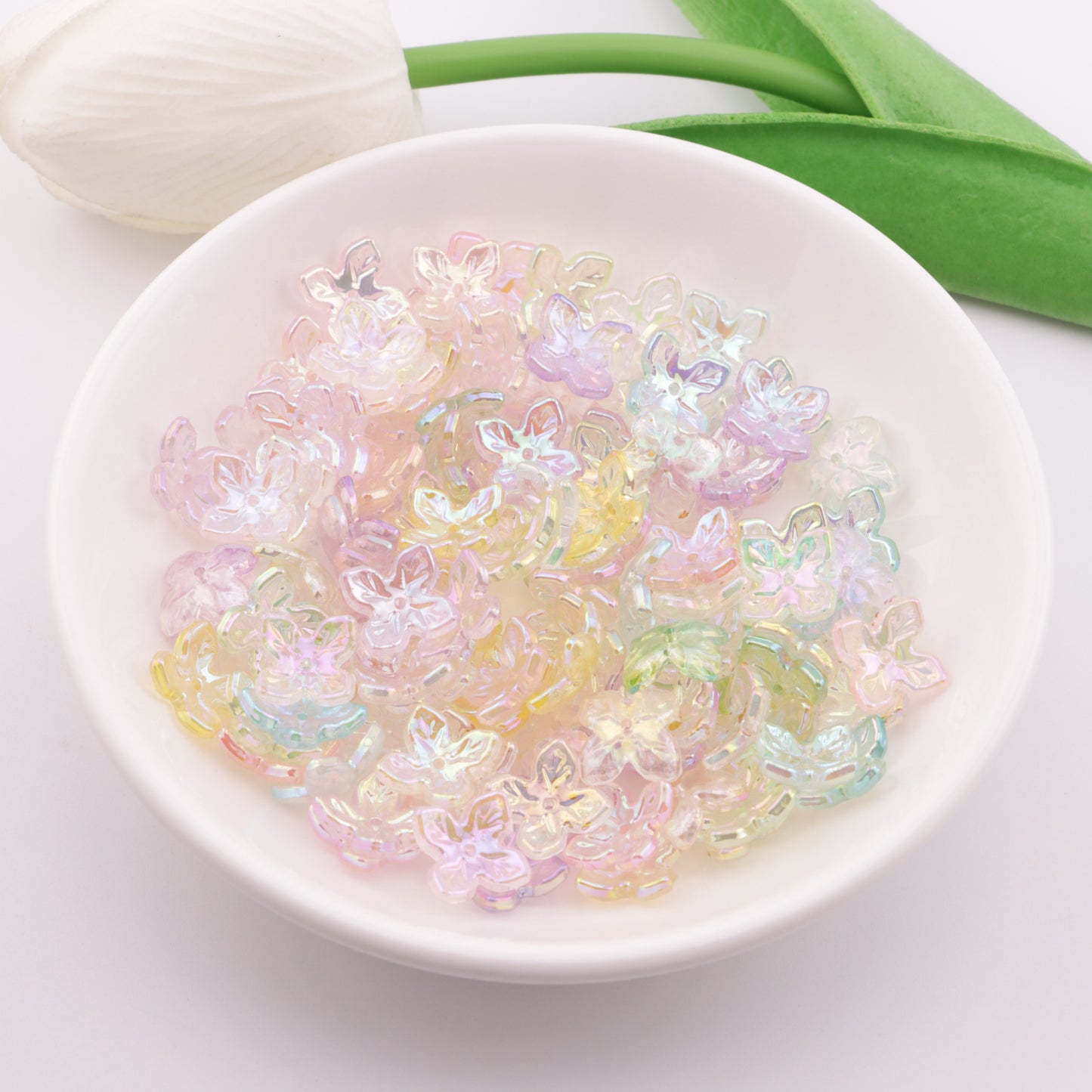 FS6042- Approximately 15mm Acrylic Electroplated Glow-In-The-Dark Flowers