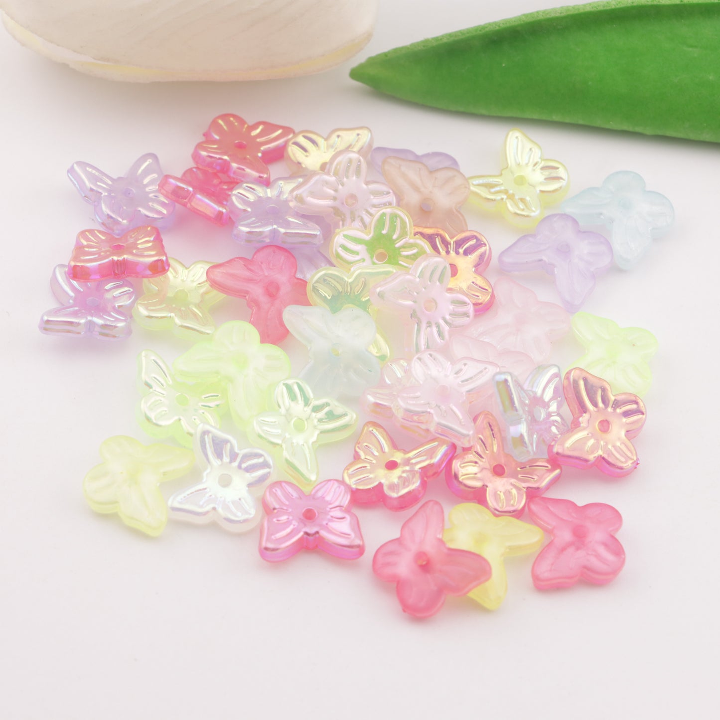 FS6056- Approximately 11mm AB Plated Butterfly Acrylic With Holes