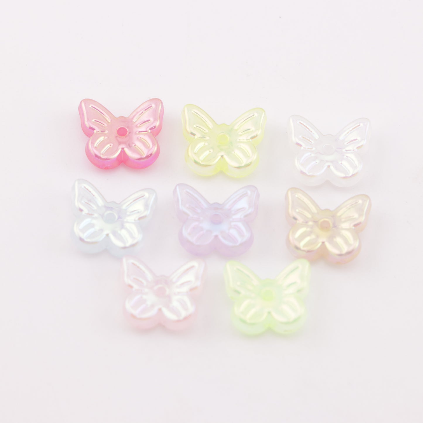 FS6056- Approximately 11mm AB Plated Butterfly Acrylic With Holes
