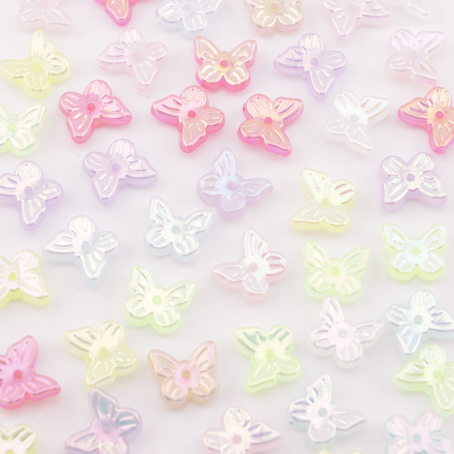 FS6056- Approximately 11mm AB Plated Butterfly Acrylic With Holes