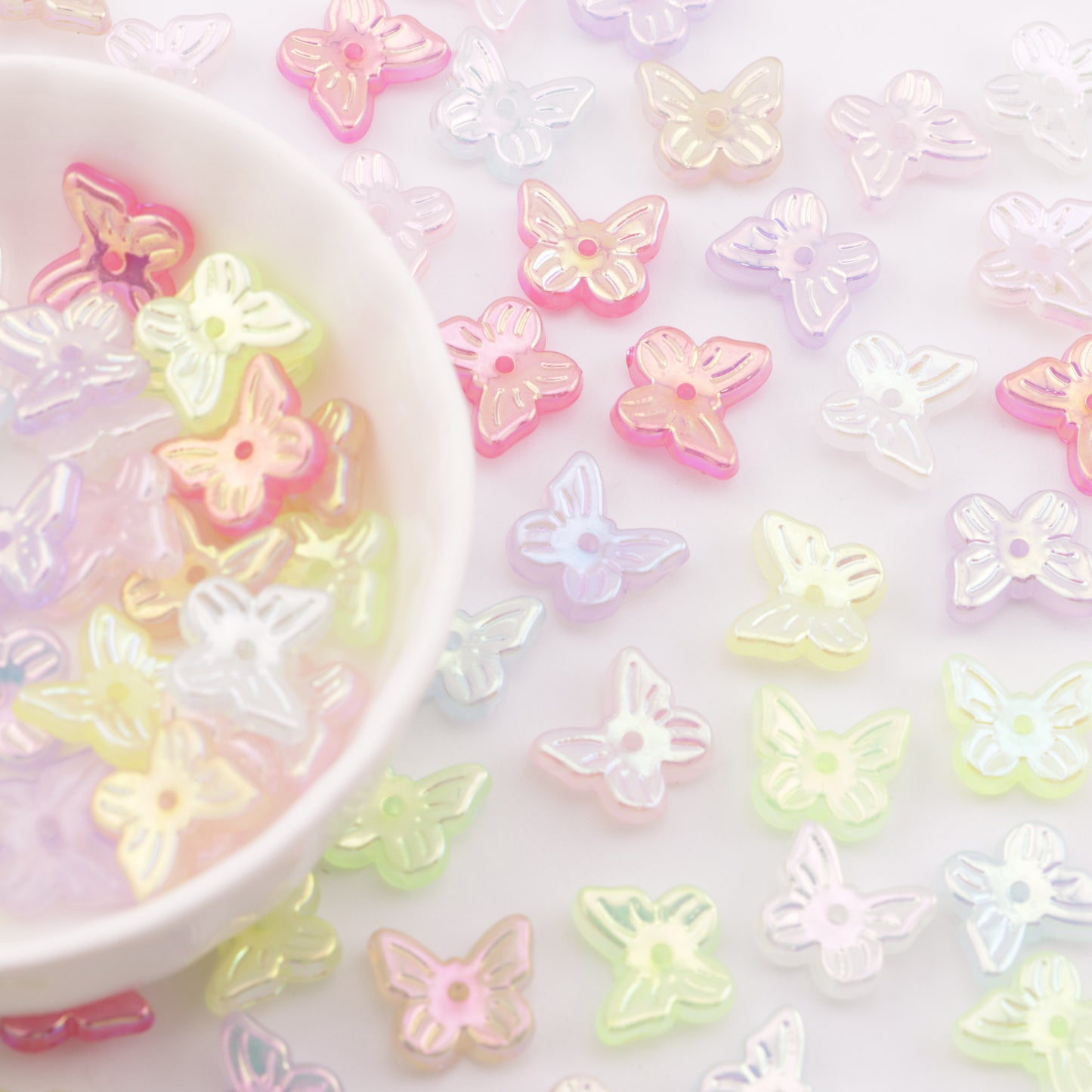 FS6056- Approximately 11mm AB Plated Butterfly Acrylic With Holes