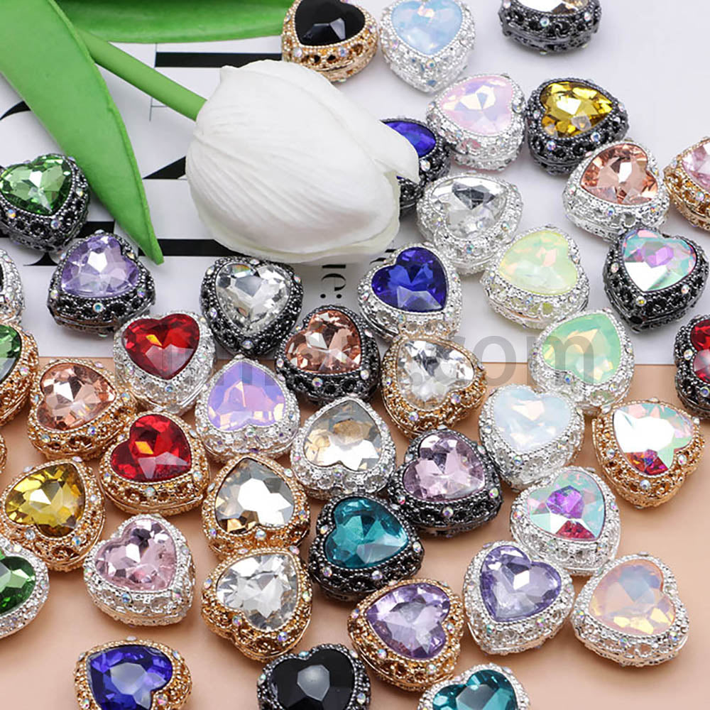 FS4845-Hollowed Heart Diamond Beads Fit For Beadable Pens