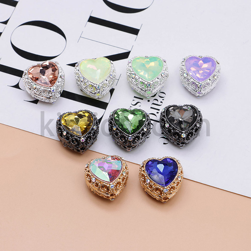 FS4845-Hollowed Heart Diamond Beads Fit For Beadable Pens