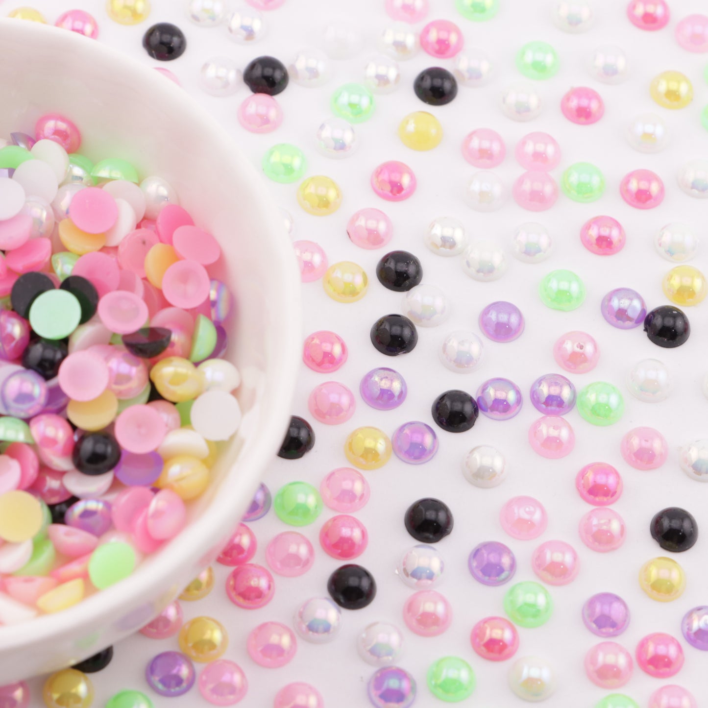 FS3640- 5mm Ab Color Half Round Pearl Colored Plated Half Round Pearl