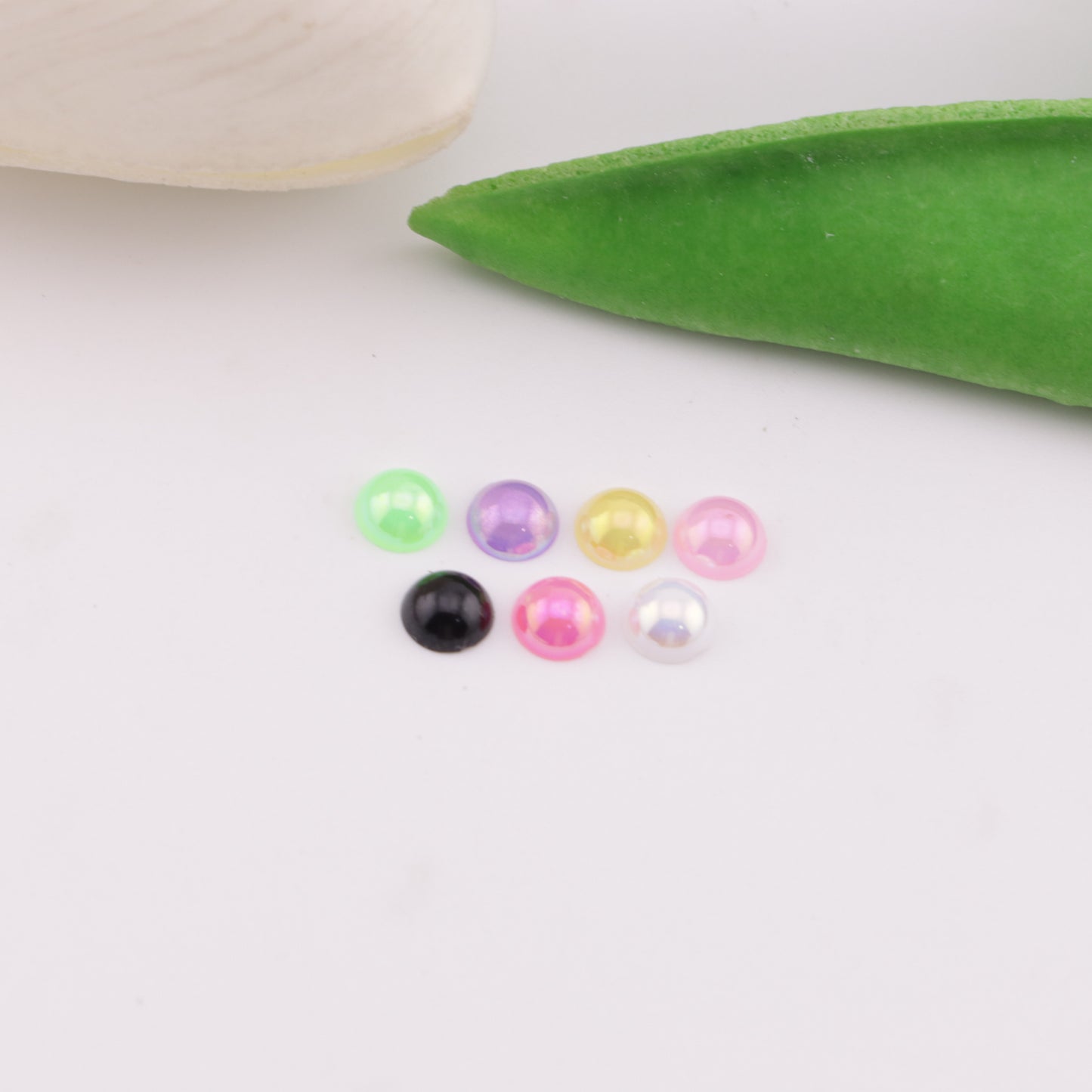 FS3640- 5mm Ab Color Half Round Pearl Colored Plated Half Round Pearl