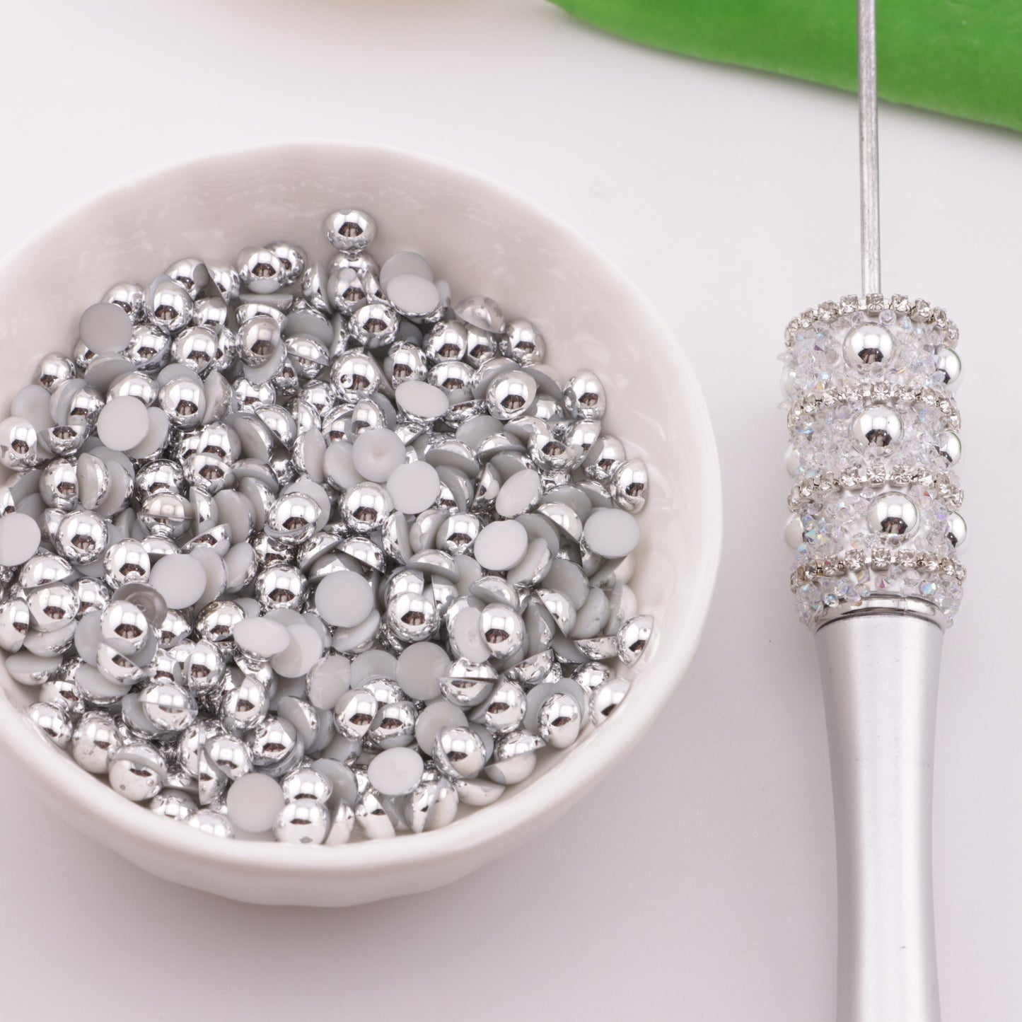FS3640- 5mm Ab Color Half Round Pearl Colored Plated Half Round Pearl