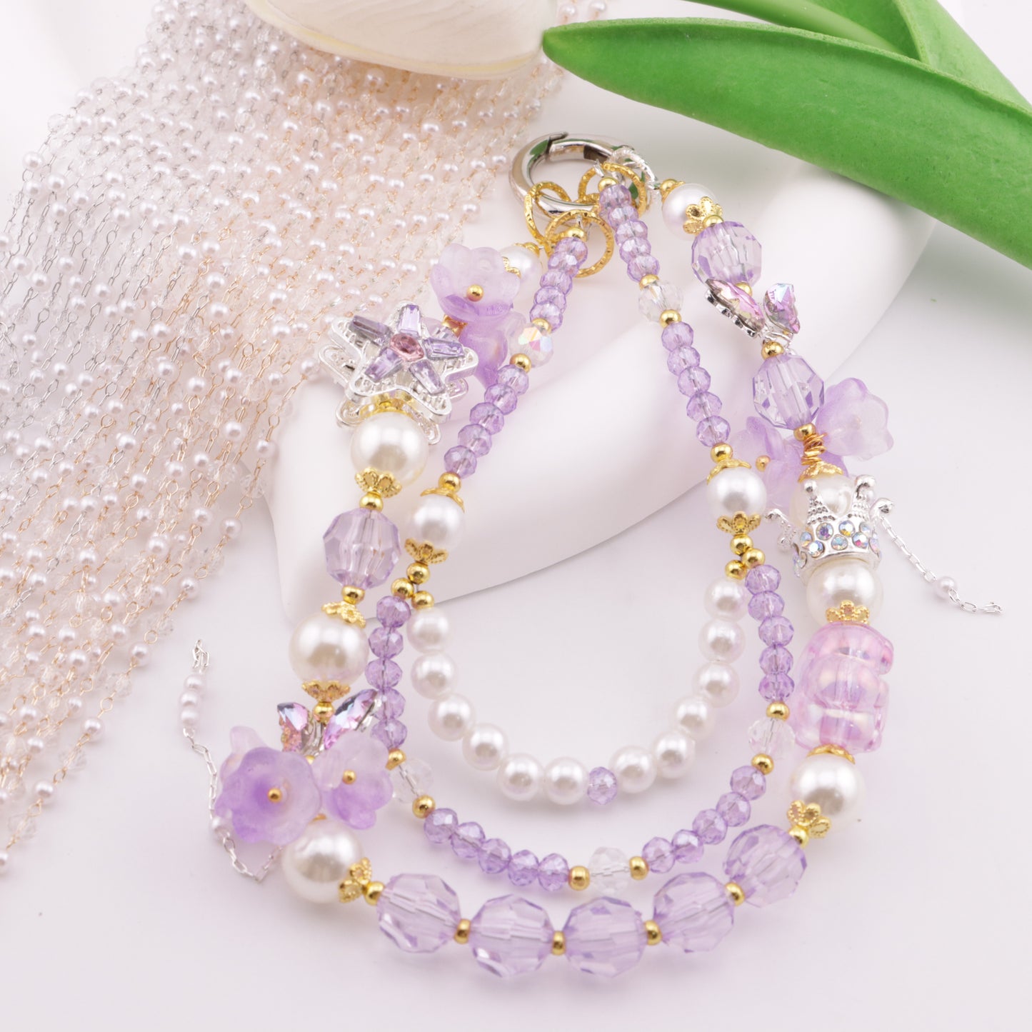 FS6147- 3mm Pearl + Crystal Chain
