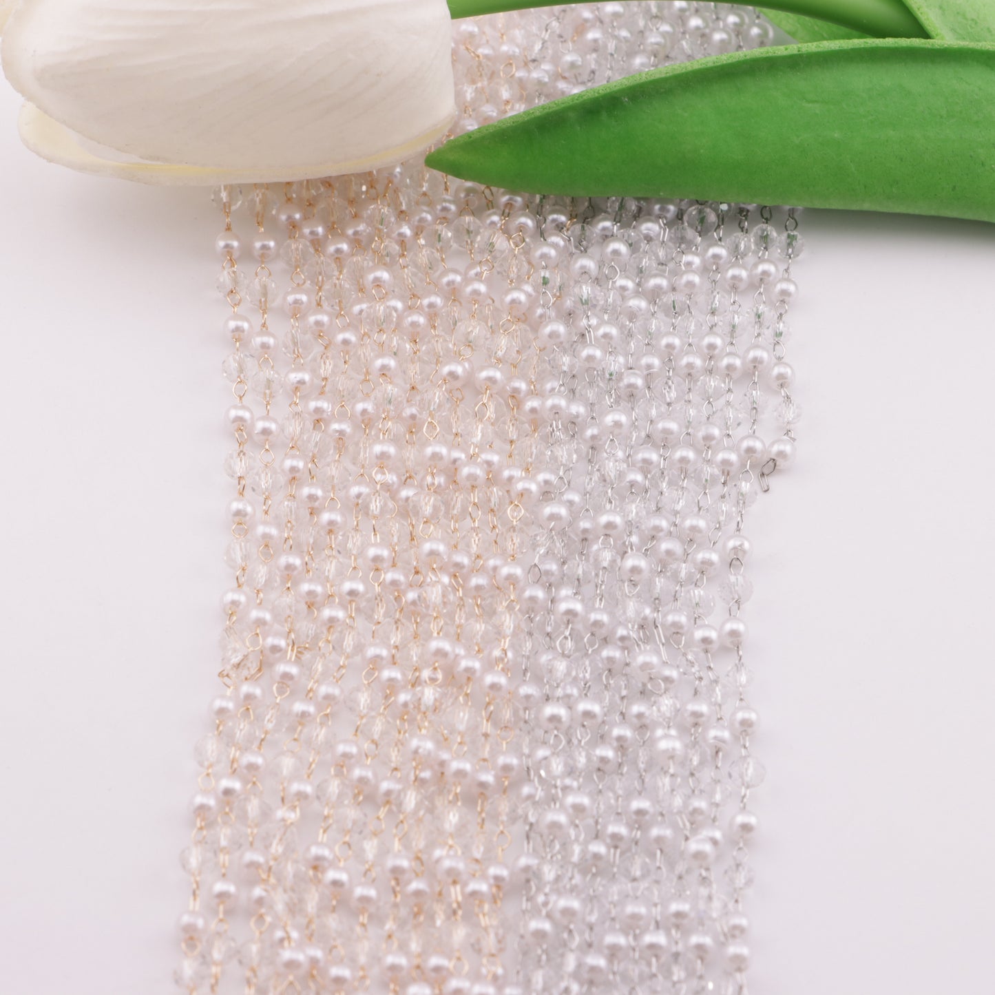 FS6147- 3mm Pearl + Crystal Chain