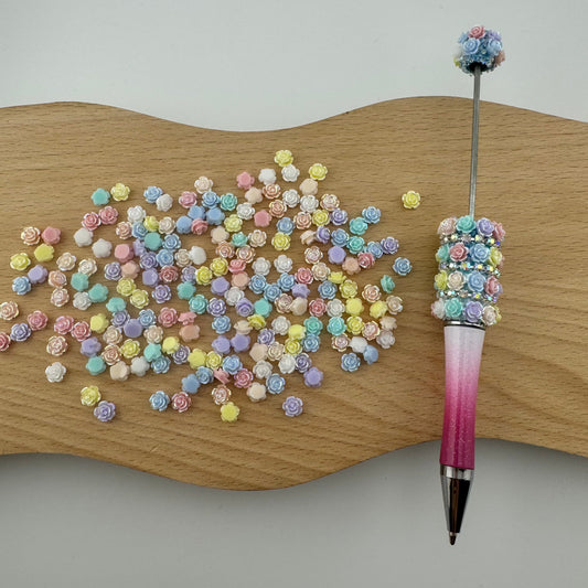 FS1316- 6MM UV Rose Solid Color Rose Resin Nail Charms For Making Fance Pen Or Fancy Bead