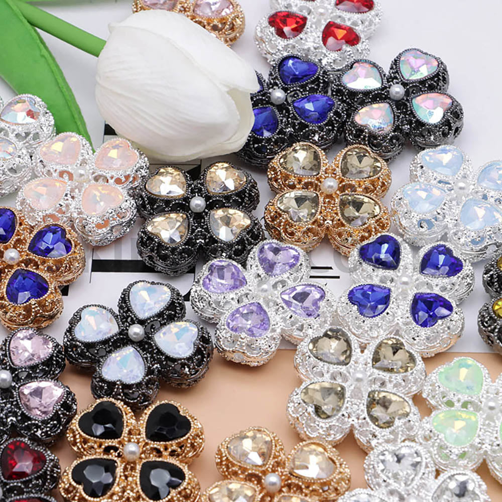 FS0953- Mixed Color Silver Clover Crystal Alloy Diamond Ball Beads Fit For Beadable Pens