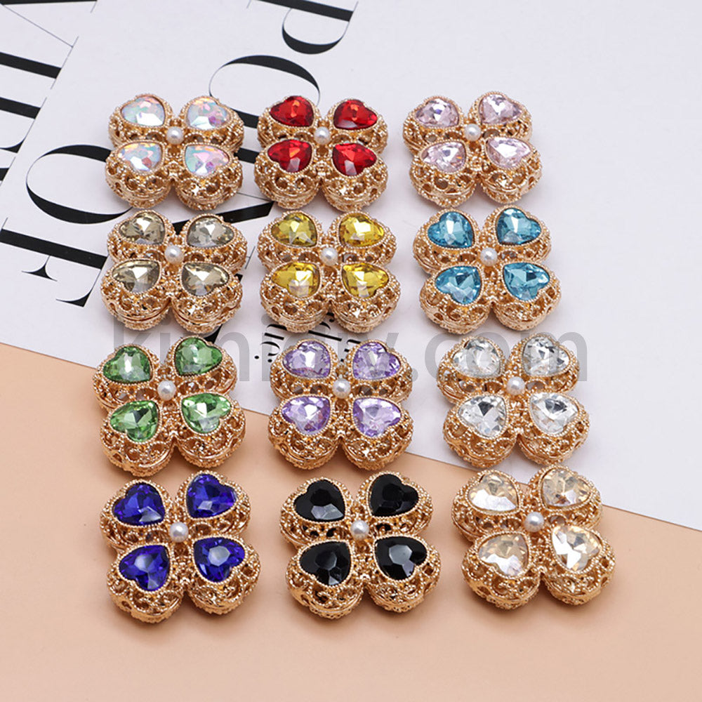 FS0953- Mixed Color Silver Clover Crystal Alloy Diamond Ball Beads Fit For Beadable Pens