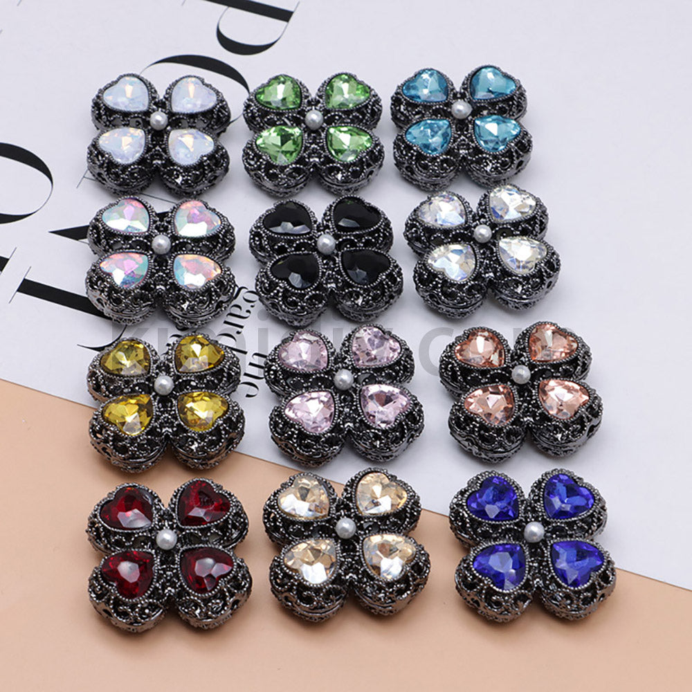 FS0953- Mixed Color Silver Clover Crystal Alloy Diamond Ball Beads Fit For Beadable Pens