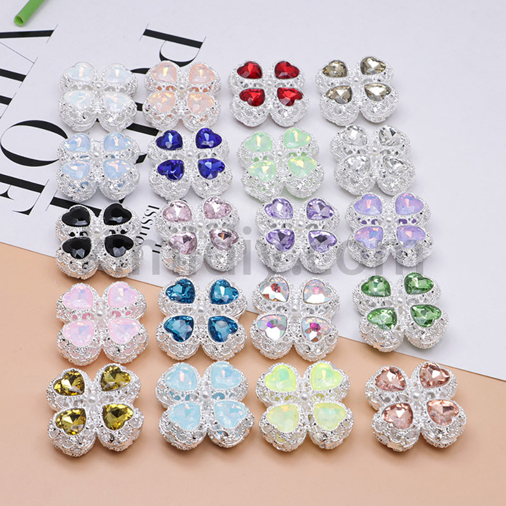FS0953- Mixed Color Silver Clover Crystal Alloy Diamond Ball Beads Fit For Beadable Pens
